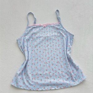 Floral Lace Bow Camisole in Blue and Pink